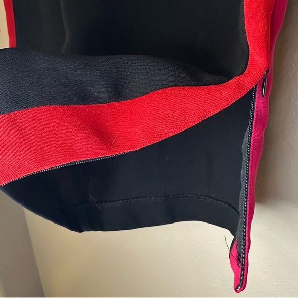 NWT Zara High Rise Wide Leg Black Pants with Red and Pink Bold Stripe - Picture 5 of 8